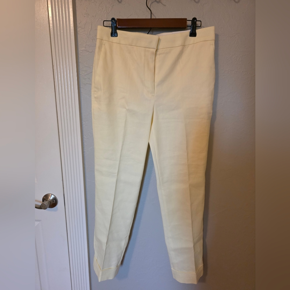 Ann Taylor THE ANKLE High Rise Linen Blend Pants, Women's 6, Pale Yellow, NWT